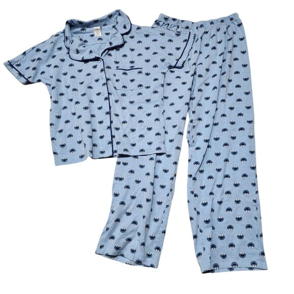 Sesame Street Womens Pajama Set Cookie Monster Print Soft Blue Short Sleeve‎ M - Picture 9 of 9